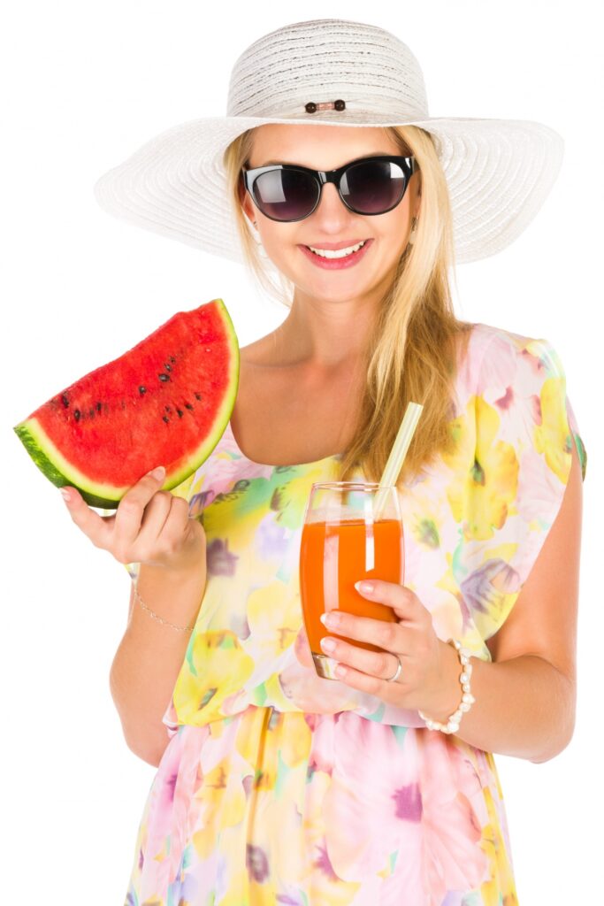 Reduce Your Carbon Footprint During World Meat Free Week 1 woman holding watermelon 1494950786g2N