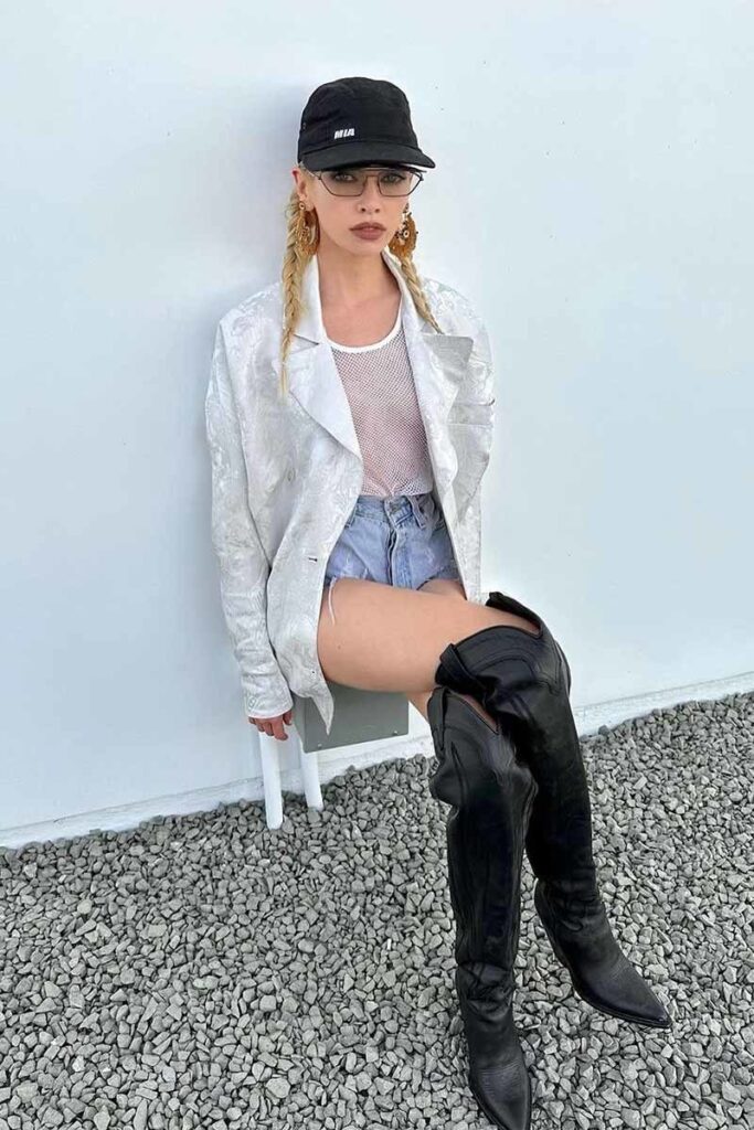 Stella Maxwell in a Vivienne Westwood jacket