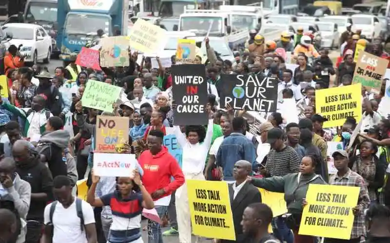 Activists demonstrate against Africa Climate Summit in Nairobi