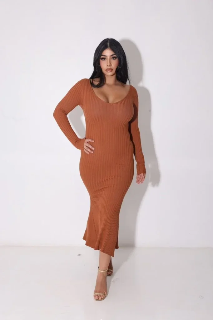 a ribbed sweater dress