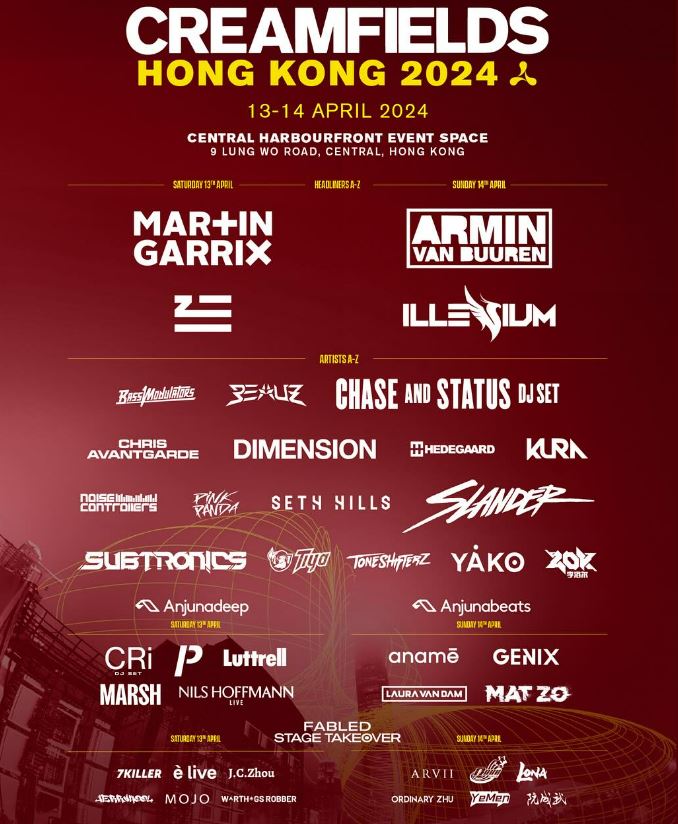 Creamfields Hong Kong 2024 Lineup Poster 2