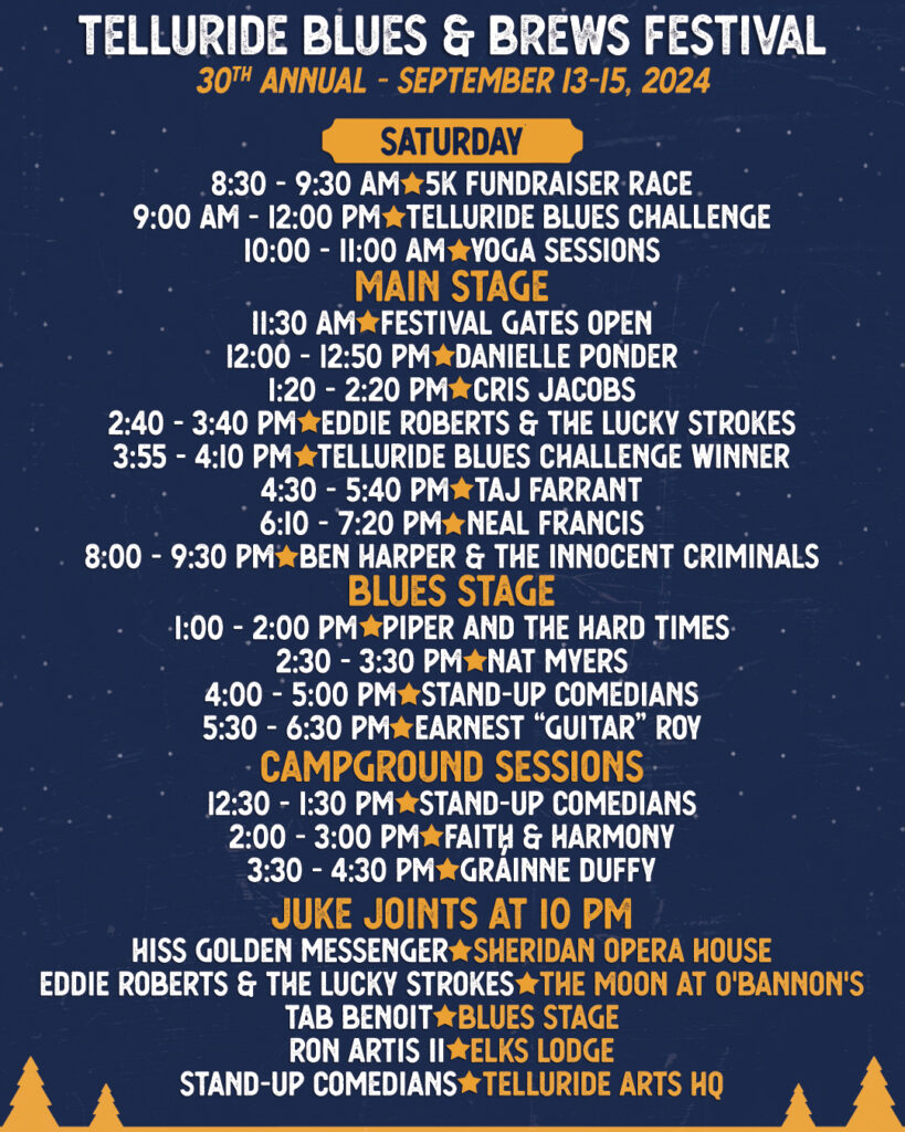 Telluride Blues and Brews 2024 Lineup Poster