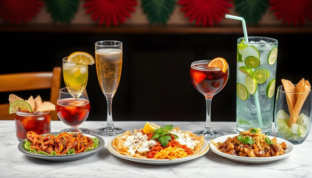 table with assorted mexican food drinks isolated with white highlights 660230 54348