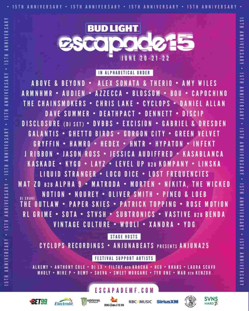 Escapade 2025 Lineup Poster