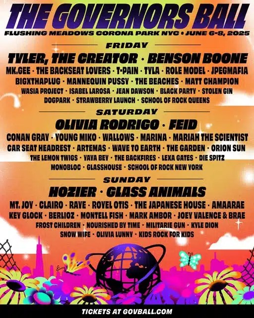 Governors Ball Music Festival 2025 Lineup Poster