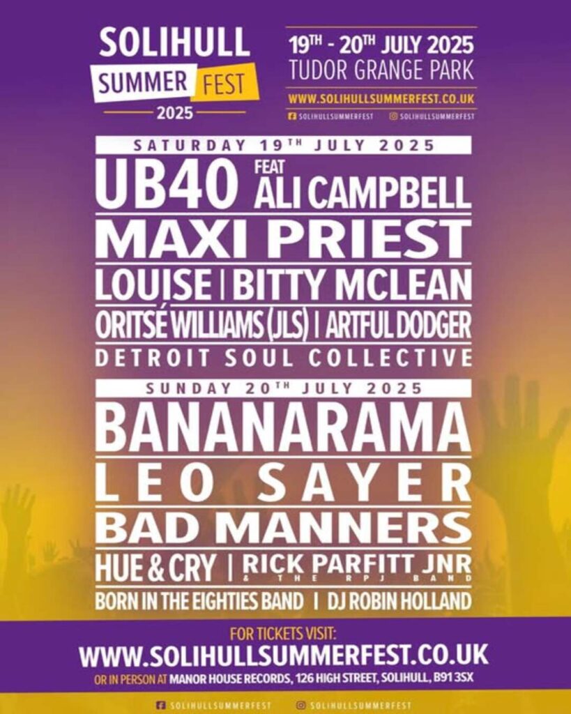 Solihull Summer Fest Lineup poster