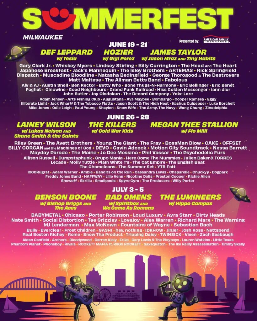 Summerfest 2025 Lineup Poster 2 June 2025 US Music Festival
