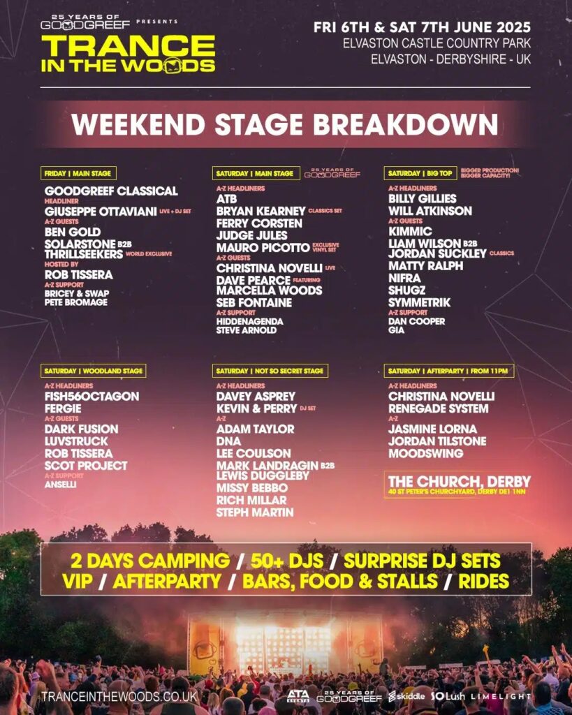 Trance in the Woods 2025 UK Music Festival Lineup Poster