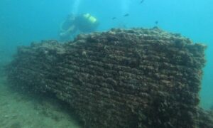 A City Under Water! 6 A-stretch-of-Roman-brick-wall-was-visible-from-above-the-water