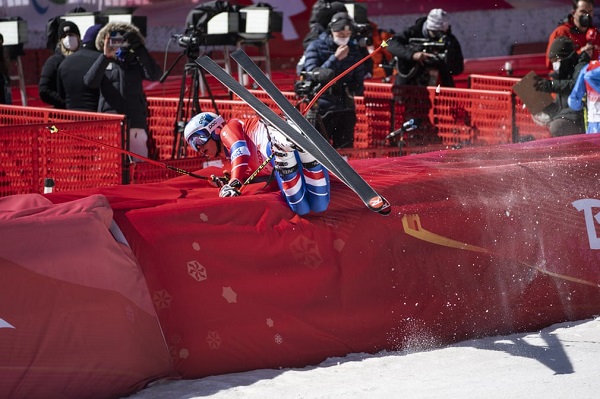 Beijing Winter Paralympics– in pictures 2 Frances-Arthur-Bauchet-after-his-mens-downhill-wtanding-run-at-the-Yanqing-National-Alpine-Skiing-Centre