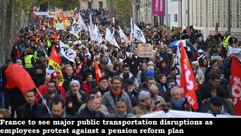 France people disrupt transport against pension reform. 